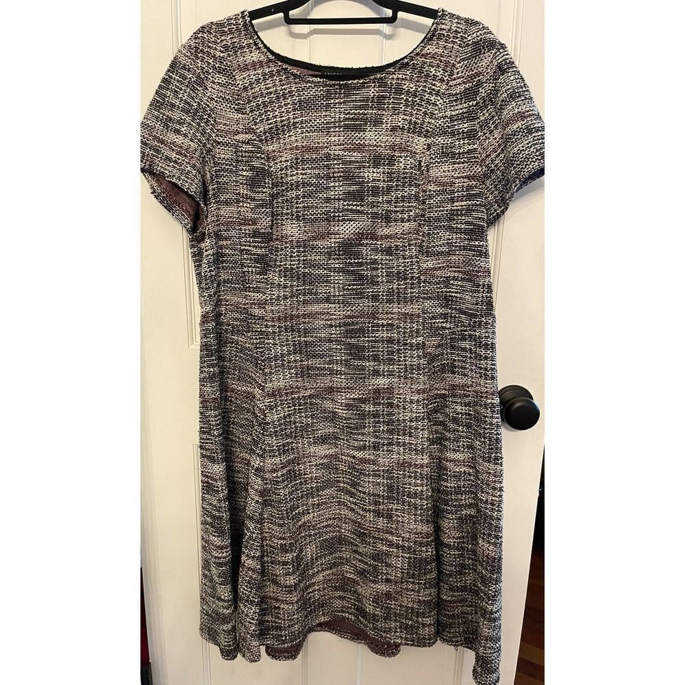 Lane Bryant Black/White/Red Tweed Plus Size Dress Size 18/20 Short Sleeve Aline